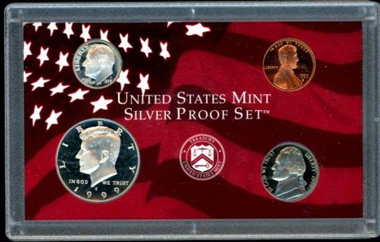 1999 Silver US Proof Set w/out Quarters in Original Holder