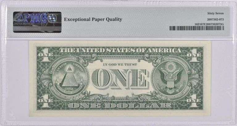 1957-B $1 Silver Certificate Fr. 1621 PMG Superb Gem Uncirculated 67 EPQ