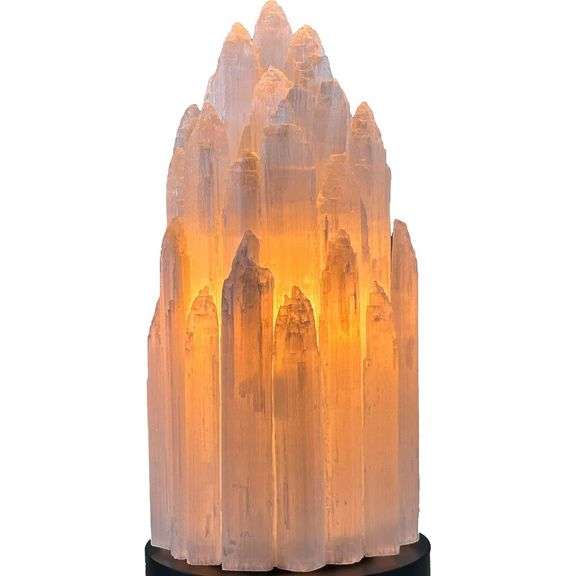 Hand Carved Selenite Tower Lamp