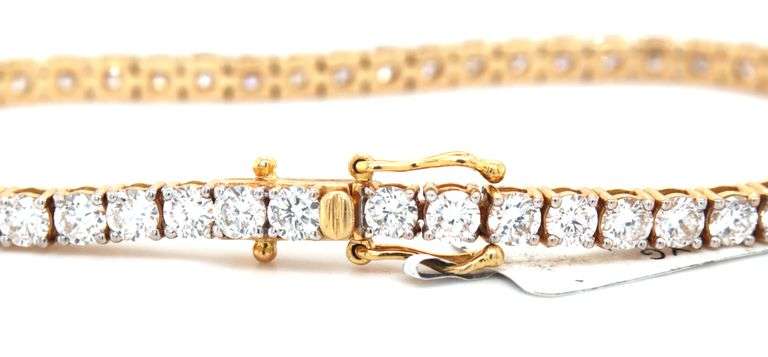 14kt Yellow gold 6.23ct Lab grown diamond tennis bracelet