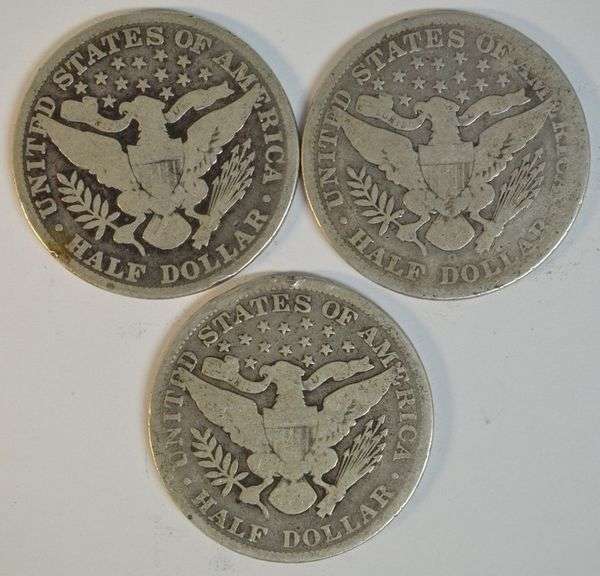 1892, 1894 & 1895 Barber Half Dollars in nice circ