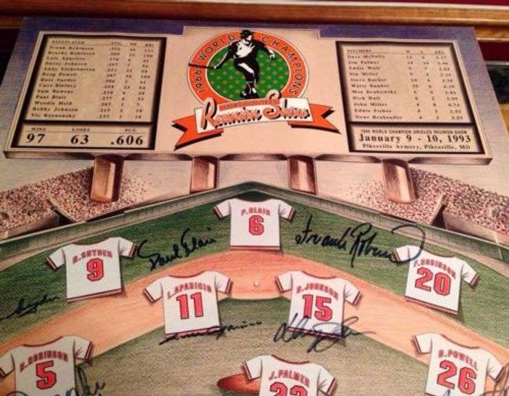 1966 Baltimore Orioles 93 Reunion Autograph Signed Poster Baseball