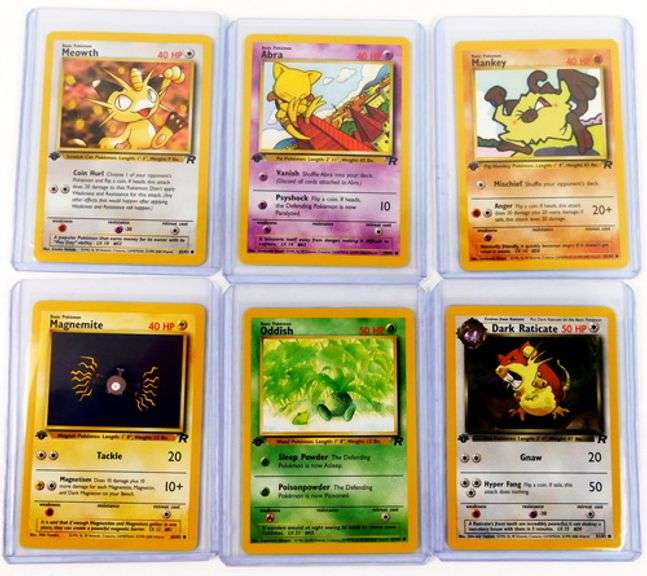 6 Pokémon 1st Edition Trade Cards