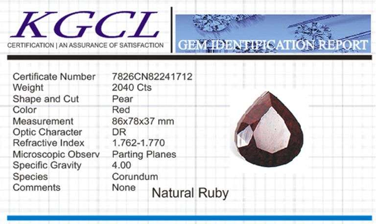 Magnificent Certified Museum Size 2040 Ct Natural Red Ruby Solitaire