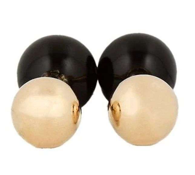 Vintage Tiffany & Co. Black Onyx Ball Cufflinks in 14K