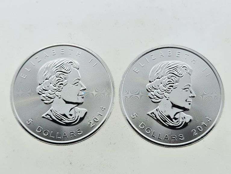 (2) 2014 Canadian Silver Maples, Leaf Privy - 1 Oz. Silver