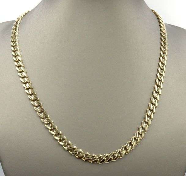14kt Yellow gold Curb link chain necklace with CZ clasp