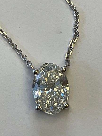 I.G.I CERTIFIED 3.00 CARATS LAB GROWN DIAMOND NECKLACE14K WHITE GOLD