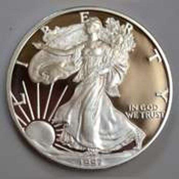 1997 Silver Eagle with Box & Paper.