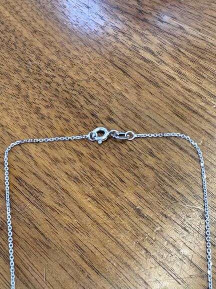 14K White Gold Oval Diamond Solitaire Pendant Necklacet