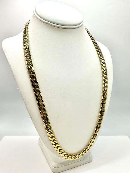Huge 103.7 Gram 14 Kt Gold Plated Cuban Curb Link Necklace