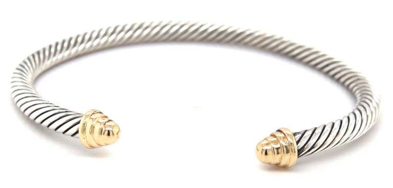 David Yurman 2 tone dome cuff bangle bracelet
