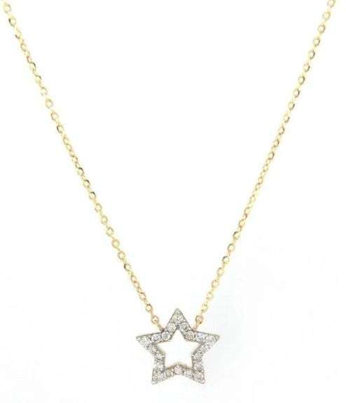 New 0.18ctw Diamond Star Pendant Necklace in 14K