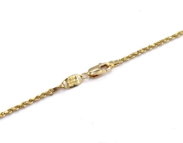 14kt Yellow gold diamond cut open art cross pendant on rope chain necklace