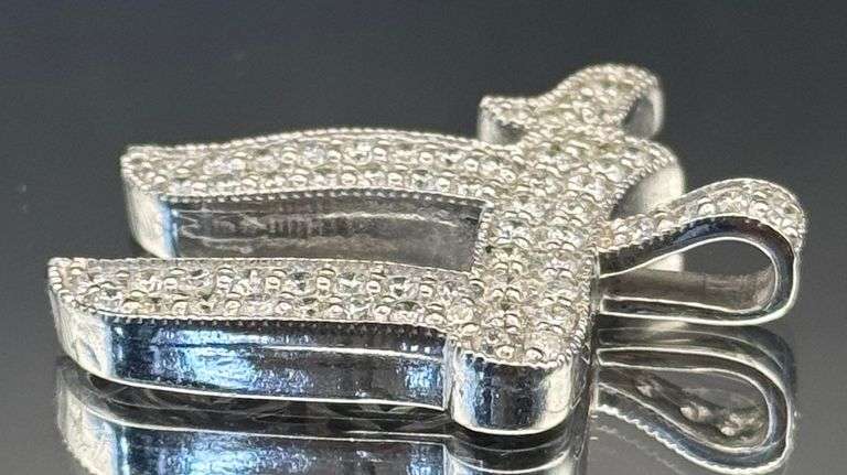 14K WHITE GOLD 1.75CTW LAB DIAMOND "HI" PENDANT