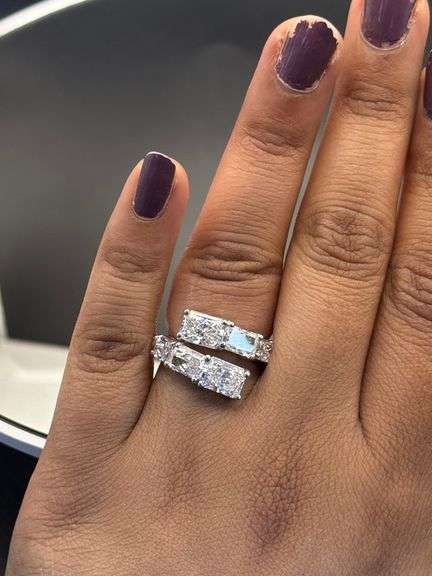 14K WHITE GOLD 6.20CTW RADIANT CUT LAB DIAMOND RING