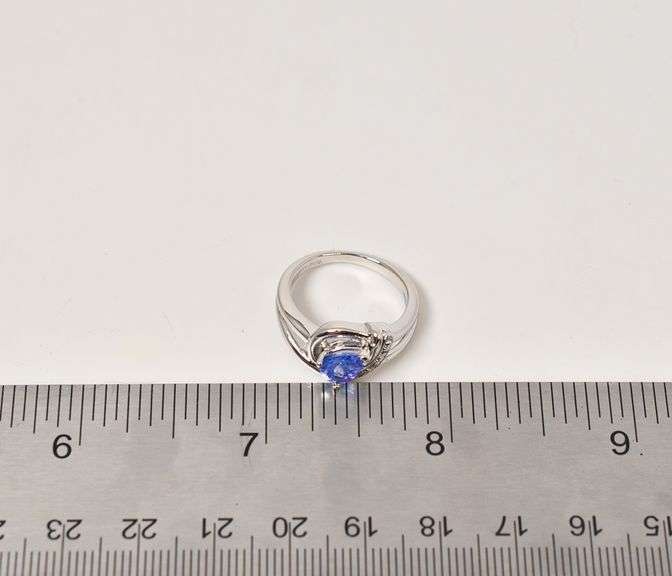 Sterling Silver Sapphire Gemstone ring with Diamond Accents