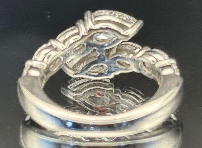 14K WHITE GOLD 3.45CTW PEAR & OVAL LAB GROWN DIAMOND RING