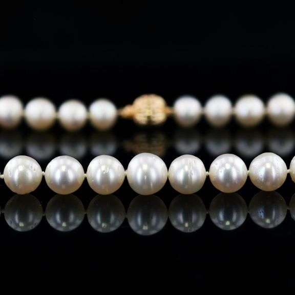 14K YELLOW GOLD MMMM WHITE SOUTH SEA PEARL NECKLACE WITH CLASP 10MM TO 12MM