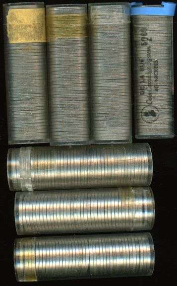 276 Assorted BU Jefferson Nickels in Rolls: 1962-D – 1970-D