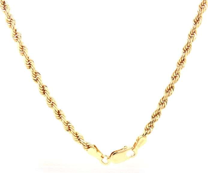 14kt Yellow gold rope chain necklace