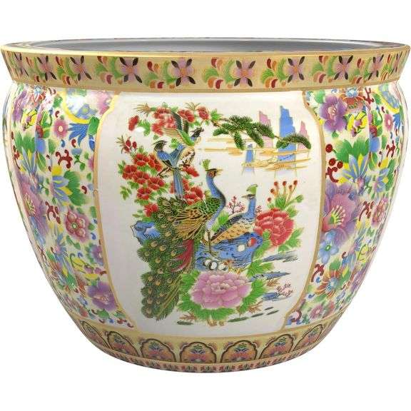 Satsuma Style Porcelain Fishbowl Planter