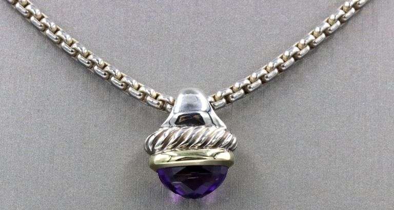 David Yurman 2 tone Acorn amethyst necklace