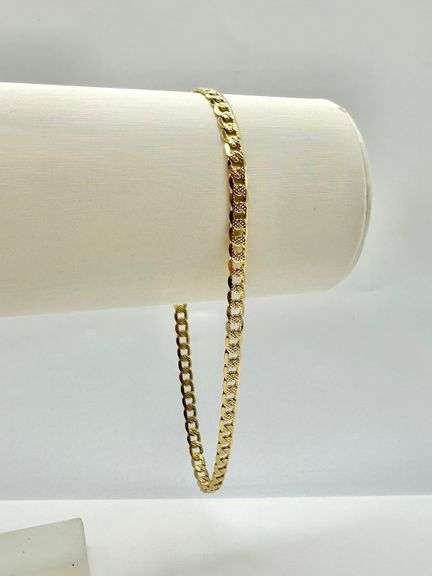 Beautiful Yellow Gold Plated Textured Cuban Link Ankle Bracelet