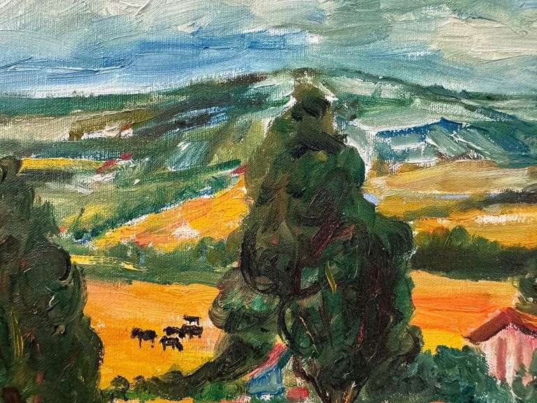 Gorgeous oil on canvas by Manor Shadian Manor Shadian Farm Pasture