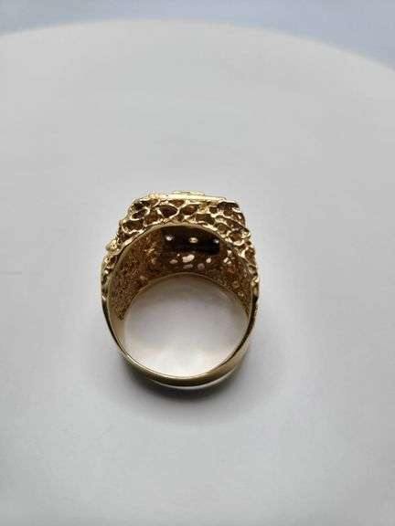 Very Nice hand made 14K gold Men's diamond ring