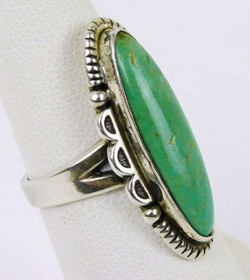 Vintage Sterling Turquoise Navajo Ring, Size 5