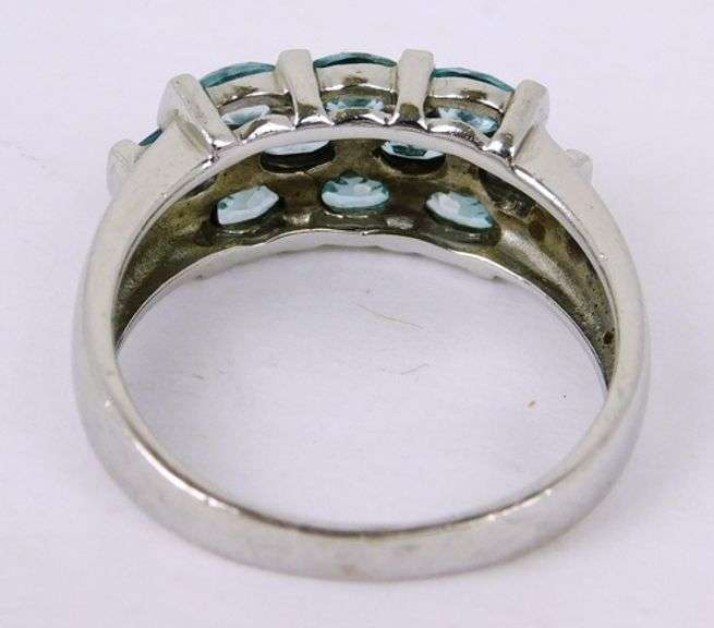 Sterling Blue Topaz Wide Ring, Size 8.5