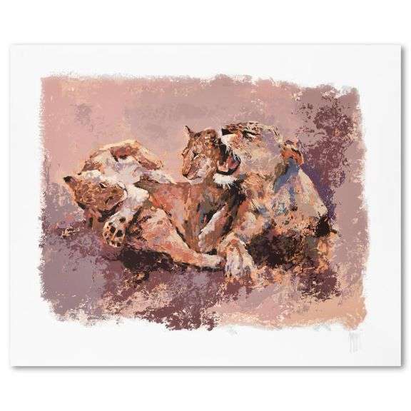 "Lioness & Her Cubs" by Mark King (1931-2014)
