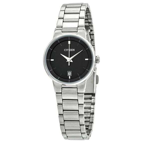 Citizen Quartz Black Dial Stainless Steel Ladies Watch