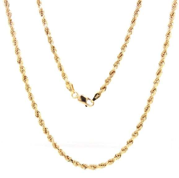 Rope chain necklace in 14kt Yellow gold