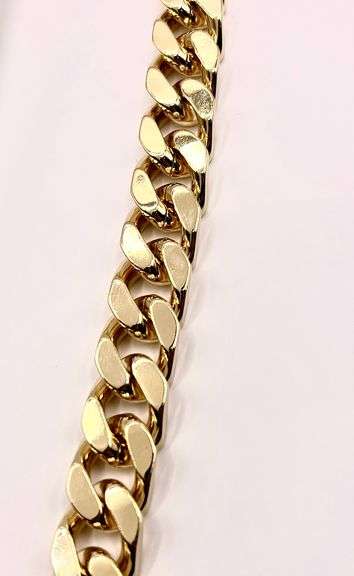 Classic 14 Kt Yellow Gold Plate 112 Gram Cuban Curb Chain Link Necklace.