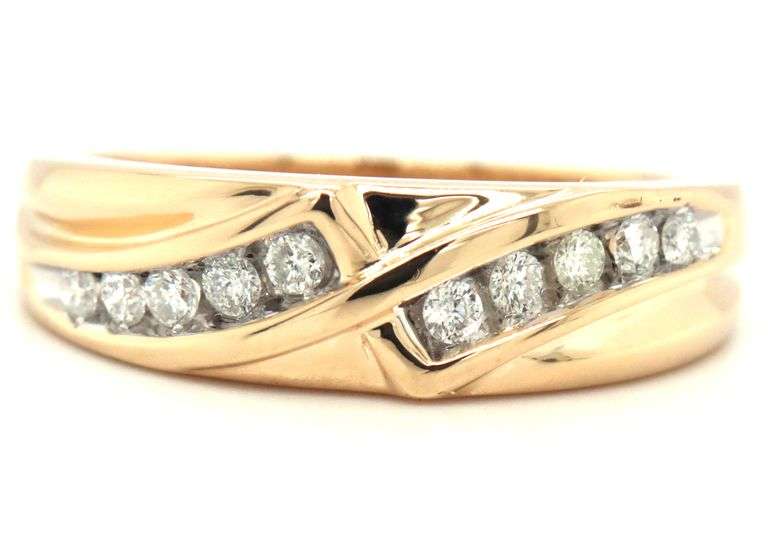 14kt Yellow gold 0.30ctw channel set diamond bypass ring