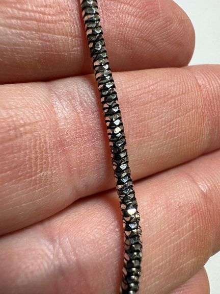 Sterling Silver Black Rhodium Plated Prism Diamond-Cut Flex Snake Chain 2.5mm 925 Italy 18"
