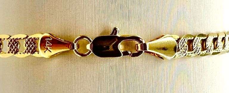 Beautiful Yellow Gold Plated Textured Cuban Link Ankle Bracelet