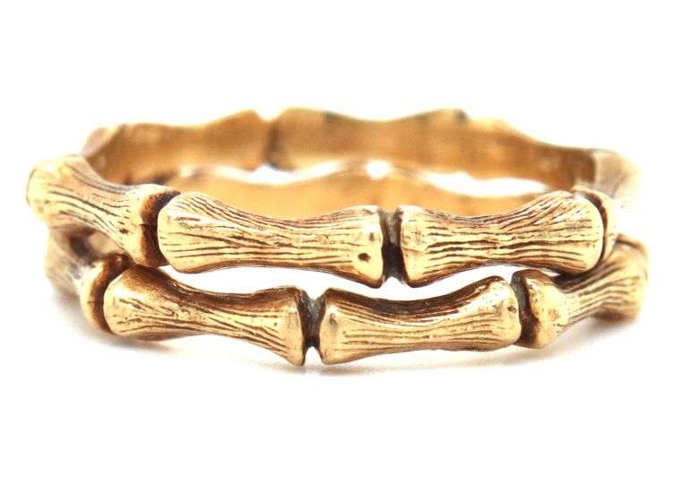 Matched Pair of 14K YG Bsmboo Design Bands