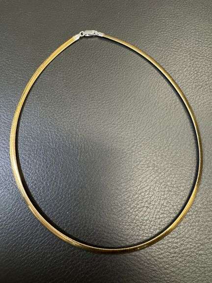 Italian Reversible Flat Omega Chain 925 Sterling Silver Gold Plated 16"