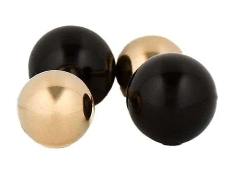 Vintage Tiffany & Co. Black Onyx Ball Cufflinks in 14K