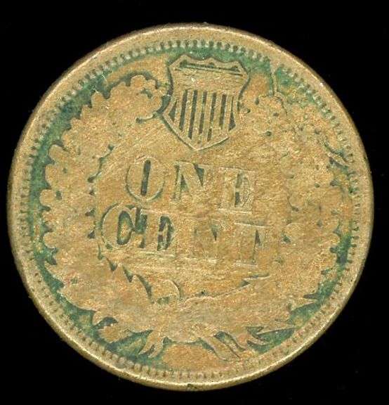 1863 Copper Nickel Indian Head Cent inVF30