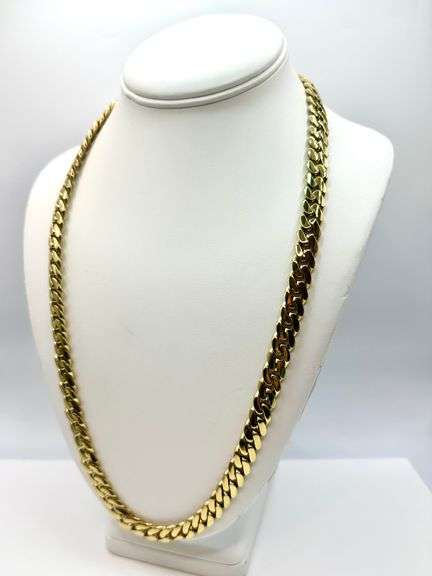Huge 204.2 Grams 14 Kt Yellow Gold Plate Cuban Curb Link Chain Necklace