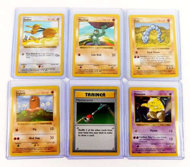6 Pokémon 2002 Shadowless Trade Cards