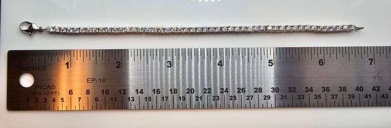 Spectacular 14 Kt White Gold Plated 19 Cttw 38 Count White Fire Moissanite Tennis Bracelet