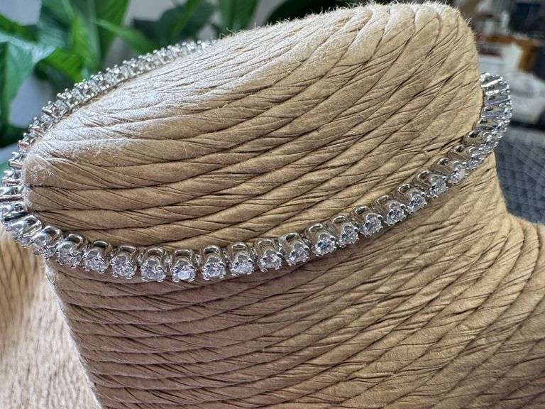 Rhodium Plated 925 Sterling Silver Round Moissanite 2.25mm 7" Tennis Bracelet