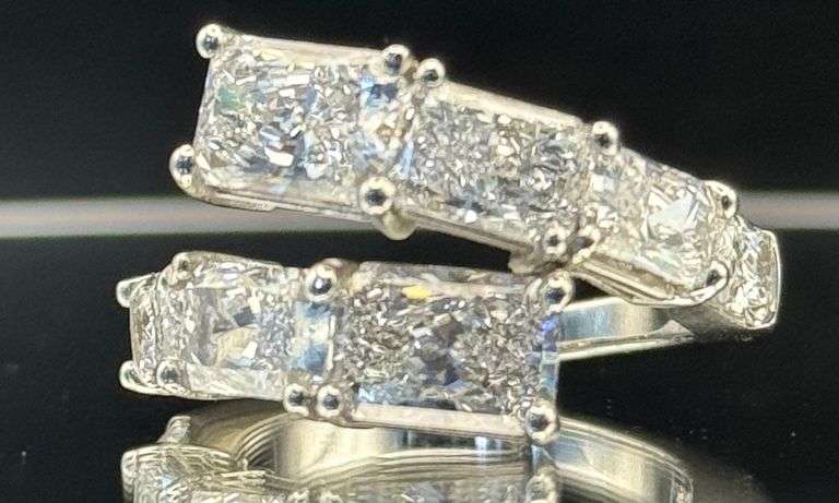 14K WHITE GOLD 6.20CTW RADIANT CUT LAB DIAMOND RING