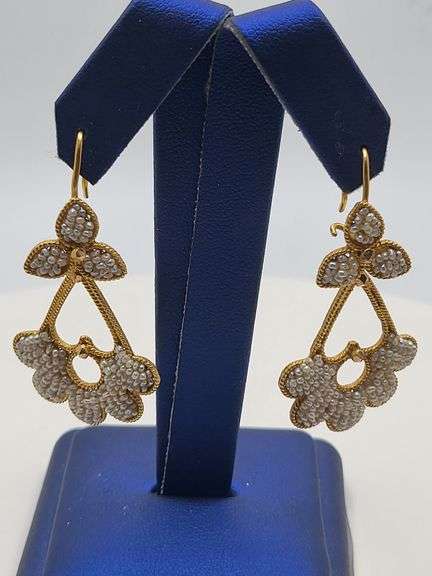 Investment! 19th Century 18K Yellow Gold Micro Pearl Earrings