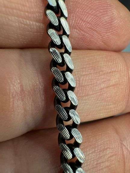 Ruthenium Plated 925 Sterling Silver 4.9mm Miami Cuban Chain Slash Diamond-Cut Italy Necklace 24"